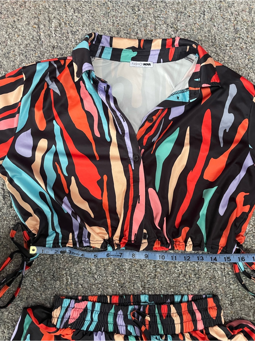 Colorful Abstract Print Wide-Leg Two Piece Matching Set - Picture 7 of 10